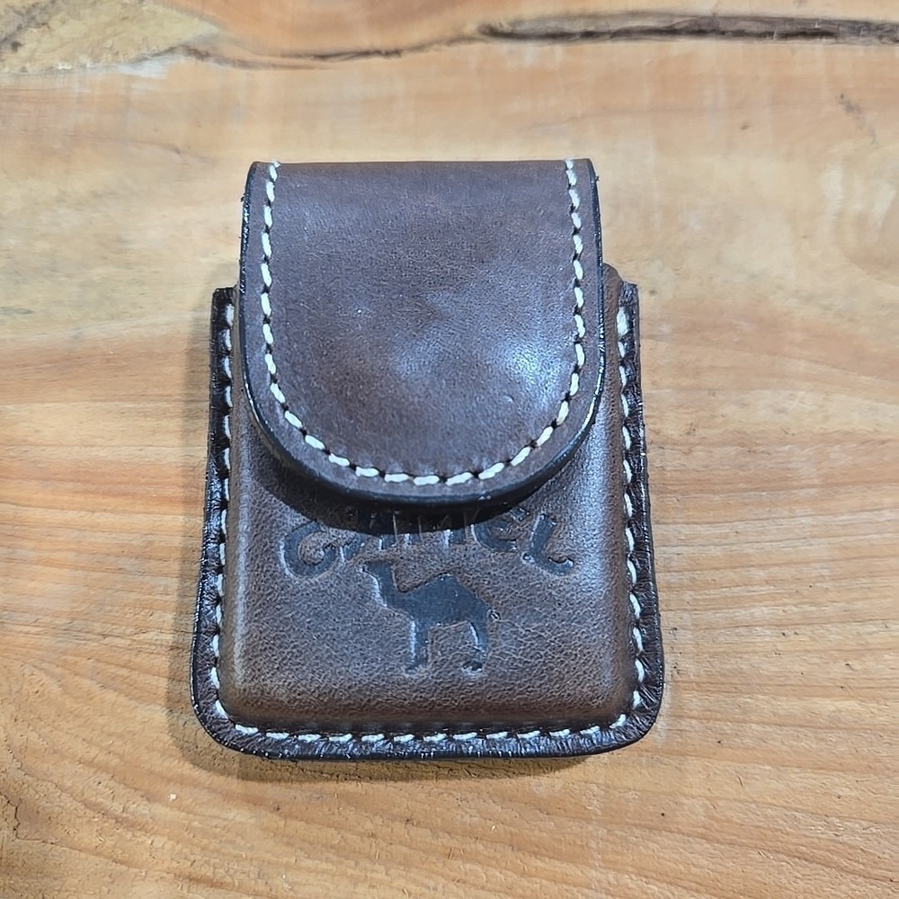 Rare Vintage ZIPPO CAMEL Brown Leather Holster With Snap Closure